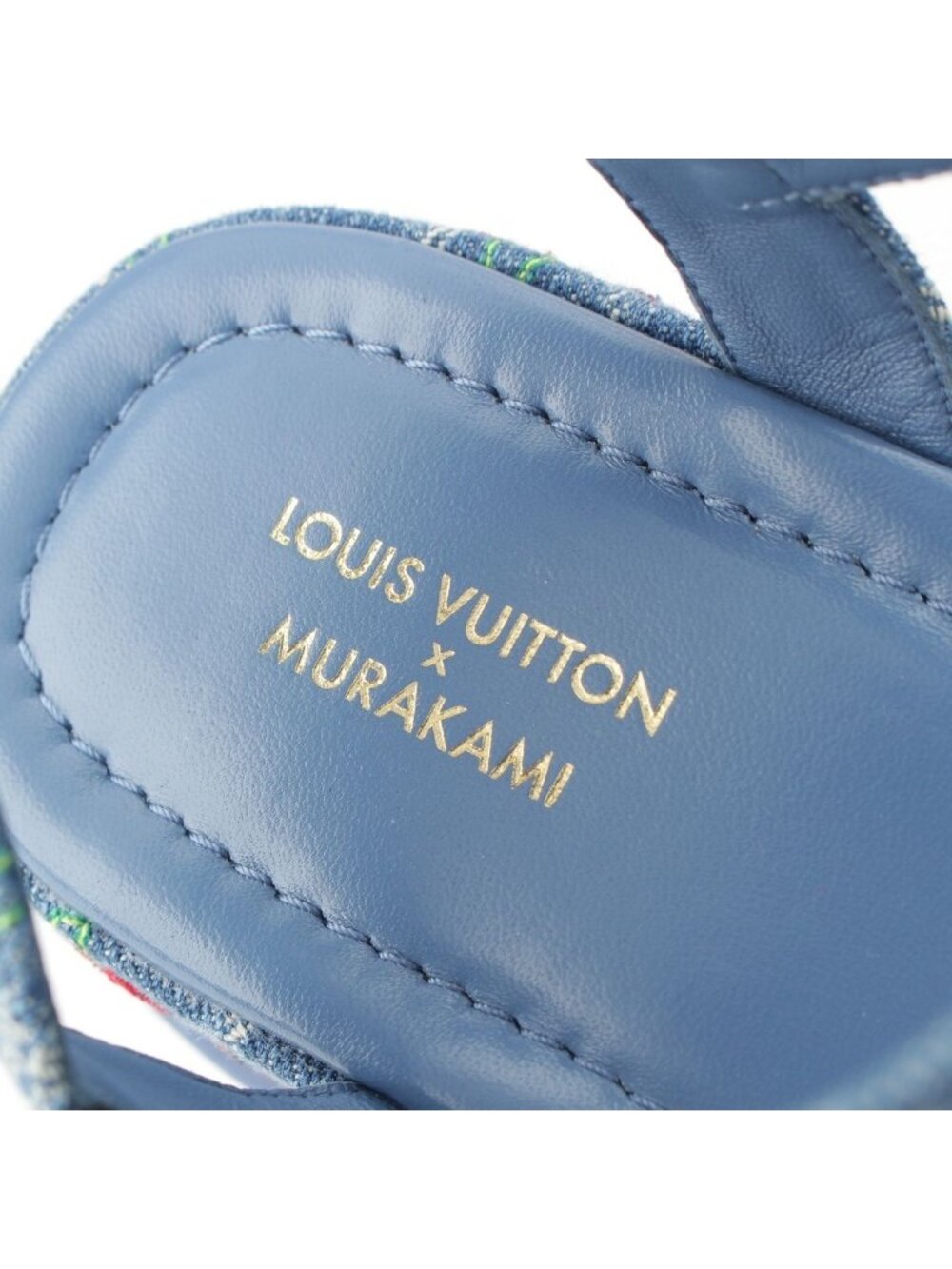 Louis Vuitton Denim Takashi Murakami Cherry Maya Platform Sandals Blue - Picture 7 of 10